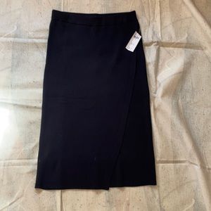 Black sweater slit midi skirt